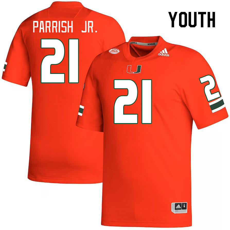 Youth #21 Henry Parrish Jr. Miami Hurricanes College Football Jerseys Stitched-Orange